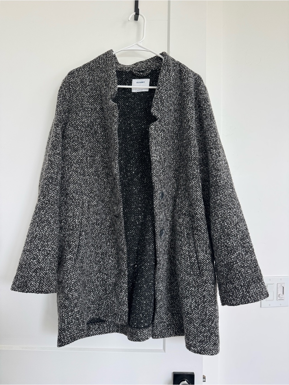 Old Navy Black and Gray Textured Pea Coat